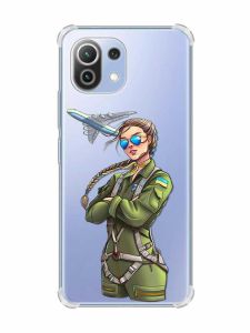 Чохол з потовщеними кутами на Xiaomi Mi 11 Lite :: Дівчина-пілот (патріотичний принт 6)