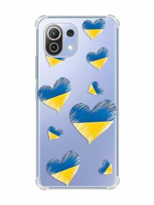 Чохол з потовщеними кутами на Xiaomi Mi 11 Lite :: Сердечка. Україна (принт 258)
