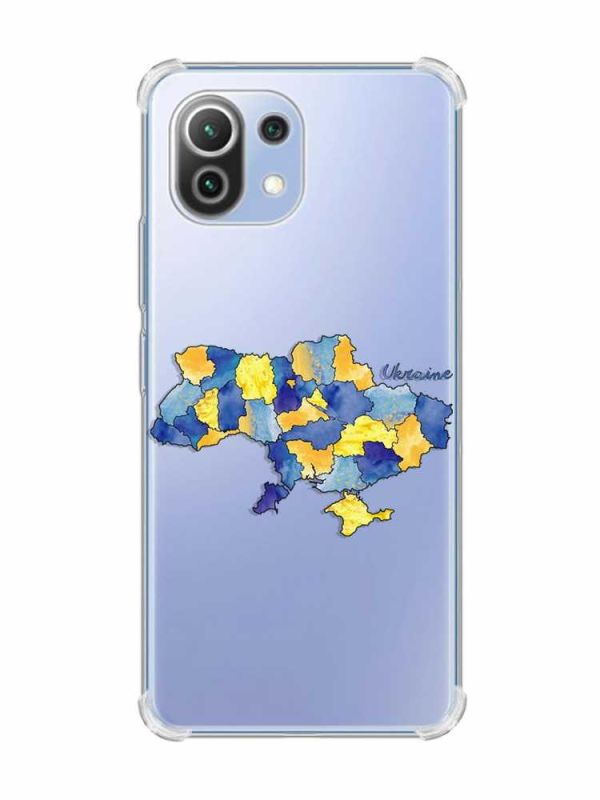 Чохол з потовщеними кутами на Xiaomi Mi 11 Lite :: Карта України (принт 261)