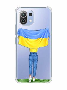 Чохол з потовщеними кутами на Xiaomi Mi 11 Lite :: Дівчина з прапором (принт 263)