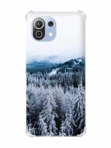 Чохол з потовщеними кутами на Xiaomi Mi 11 Lite :: Зимовий ліс (принт 164)