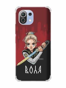 Чохол з потовщеними кутами на Xiaomi Mi 11 Lite :: Українська захисниця (патріотичний принт 171)