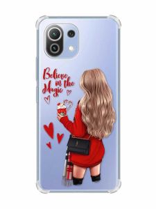 Чохол з потовщеними кутами на Xiaomi Mi 11 Lite :: Дівчина з кавою (принт 137)