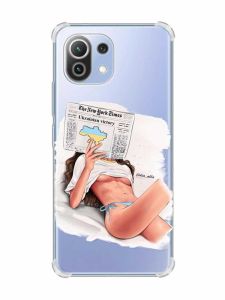 Чохол з потовщеними кутами на Xiaomi Mi 11 Lite :: Дівчина з газетою (принт 31)