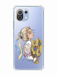 Чохол з потовщеними кутами на Xiaomi Mi 11 Lite :: Українка з колосками (патріотичний принт 173)