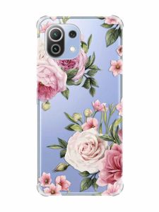 Чохол з потовщеними кутами на Xiaomi Mi 11 Lite :: Рожеві квіти (принт 287)