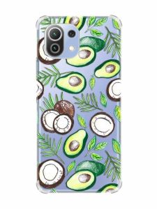 Чохол з потовщеними кутами на Xiaomi Mi 11 Lite :: Авокадо і кокос (принт 303)