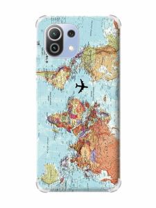 Чохол з потовщеними кутами на Xiaomi Mi 11 Lite :: Карта світу (принт 318)