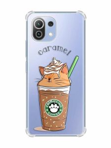 Чохол з потовщеними кутами на Xiaomi Mi 11 Lite :: Капучіно котик (принт 97)