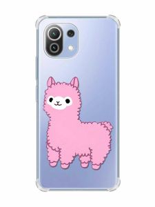 Чохол з потовщеними кутами на Xiaomi Mi 11 Lite :: Лама рожева (принт 100)