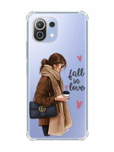 Чохол з потовщеними кутами на Xiaomi Mi 11 Lite :: Дівчина з кавою (принт 112)