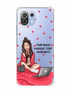 Чохол з потовщеними кутами на Xiaomi Mi 11 Lite :: Дівчина з вином (принт 219)