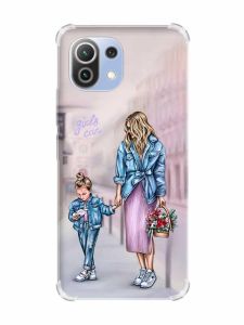Чохол з потовщеними кутами на Xiaomi Mi 11 Lite :: Мама і донька (принт 56)