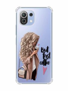 Чохол з потовщеними кутами на Xiaomi Mi 11 Lite :: Дівчина з кавою (принт 114)