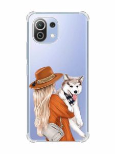 Чохол з потовщеними кутами на Xiaomi Mi 11 Lite :: Дівчина з песиком (принт 115)