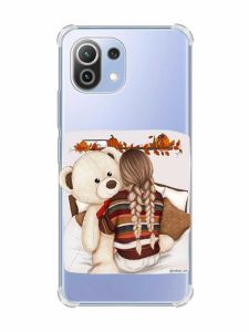 Чохол з потовщеними кутами на Xiaomi Mi 11 Lite :: Дівчинка з ведмедиком (принт 117)