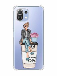 Чохол з потовщеними кутами на Xiaomi Mi 11 Lite :: Дівчина на каві (принт 228)
