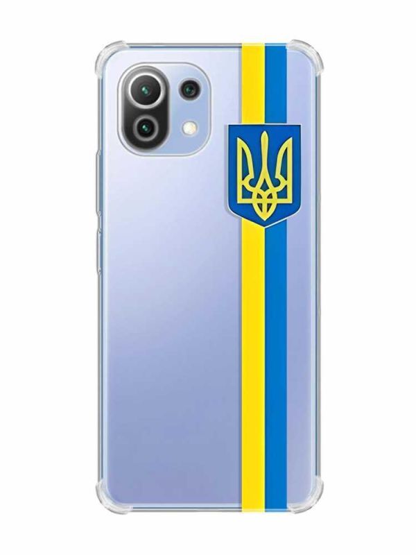 Чохол з потовщеними кутами на Xiaomi Mi 11 Lite :: Стрічка Україна (патріотичний принт 253)