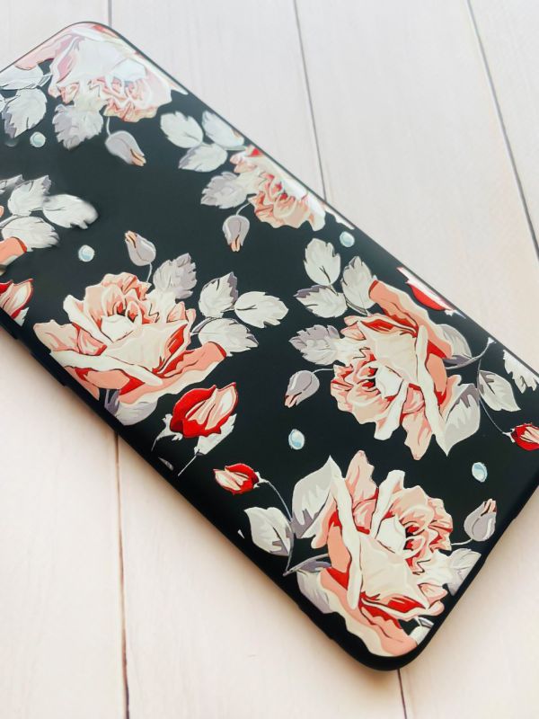 Матовий чорний чохол на Xiaomi Redmi Note 10 / Note 10s :: Фон Троянди (принт 273)