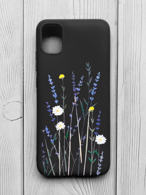Матовий чорний чохол на Samsung Galaxy A04E/A042 :: Польові квіти (принт 270)
