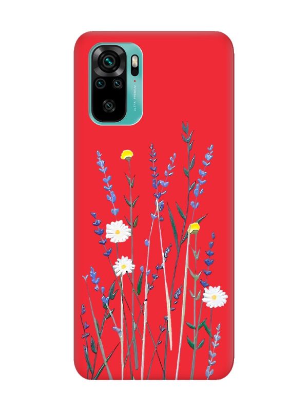 Матовий червоний чохол на Xiaomi Redmi Note 10 / Note 10s :: Польові квіти (принт 270)