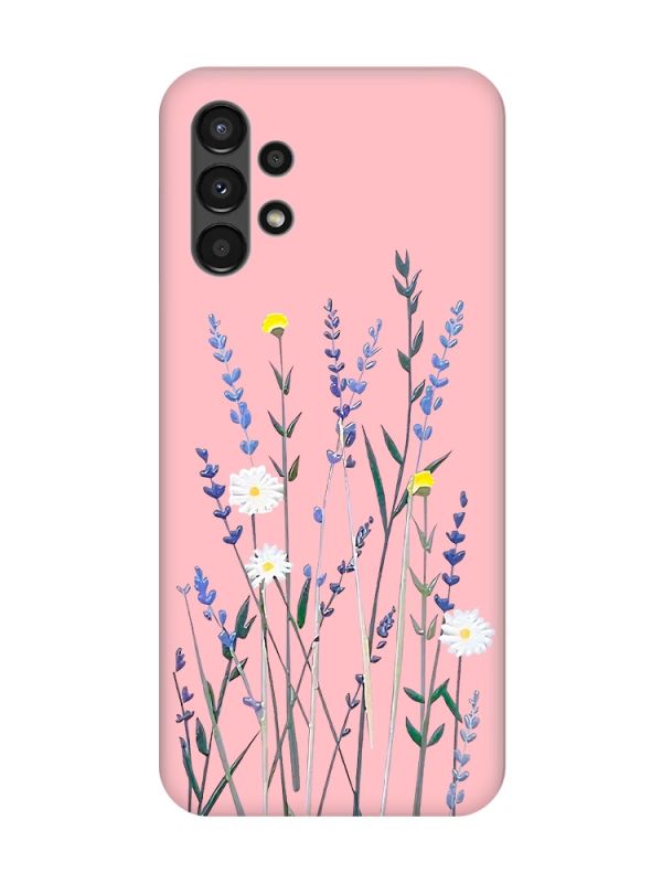 Матовий рожевий чохол на Samsung A13 4G :: Польові квіти (принт 270)