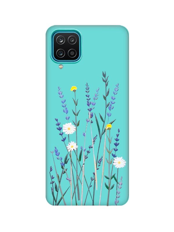 Матовий бірюзовий чохол на Samsung Galaxy A12 :: Польові квіти (принт 270)