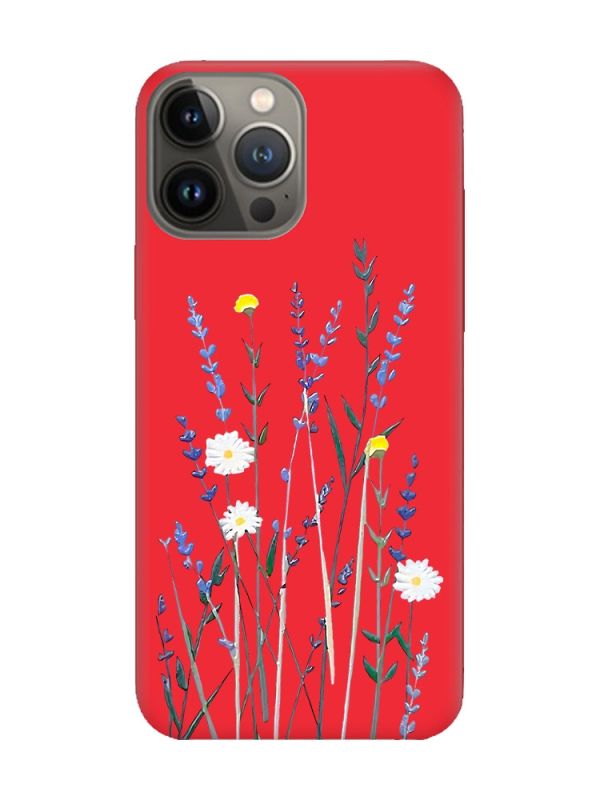 Матовий червоний чохол на Apple iPhone 13 Pro :: Польові квіти (принт 270)