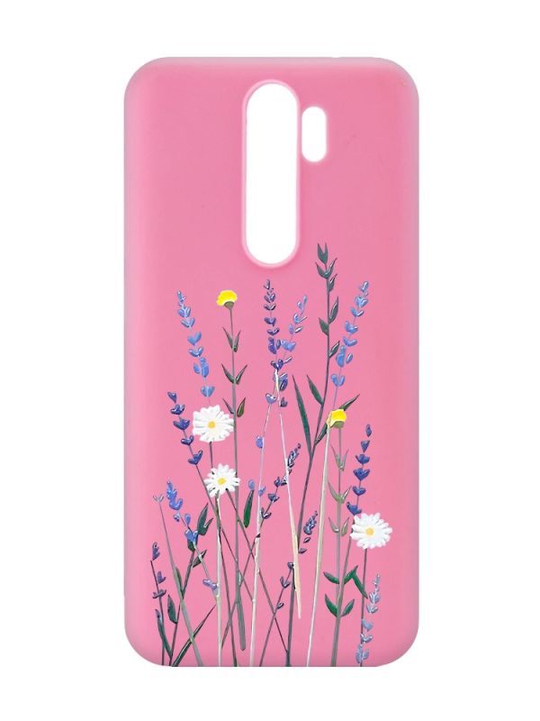 Матовий рожевий чохол на Xiaomi Redmi Note 8 Pro :: Польові квіти (принт 270)