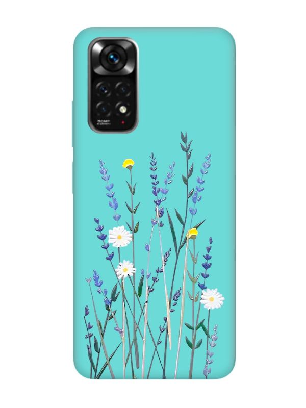 Матовий бірюзовий чохол на Xiaomi Redmi Note 11 :: Польові квіти (принт 270)