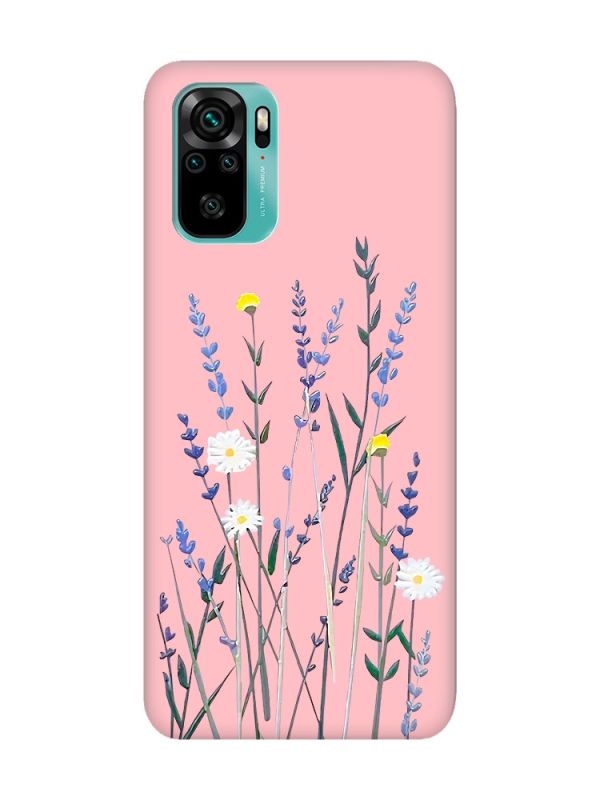 Матовий рожевий чохол на Xiaomi Redmi Note 10 / Note 10s :: Польові квіти (принт 270)