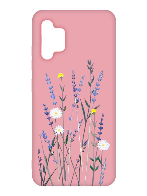 Матовий рожевий чохол на Samsung Galaxy A32 :: Польові квіти (принт 270)