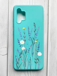 Матовий бірюзовий чохол на Samsung Galaxy A32 :: Польові квіти (принт 270)