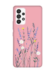 Матовий рожевий чохол на Samsung Galaxy A53 4G/5G :: Польові квіти (принт 270)