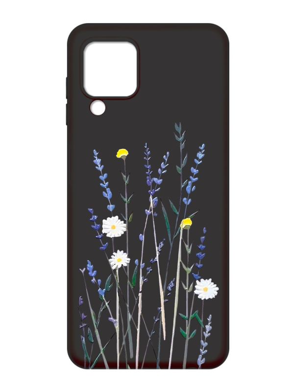 Матовий чорний чохол на Samsung Galaxy M32 / A22 / M22 4G :: Польові квіти (принт 270)