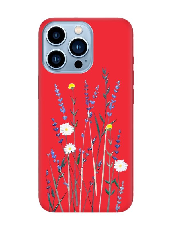 Матовий червоний чохол на Apple iPhone 13 Pro Max :: Польові квіти (принт 270)