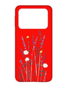 Матовий червоний чохол на Xiaomi Poco X4 Pro 5G :: Польові квіти (принт 270)