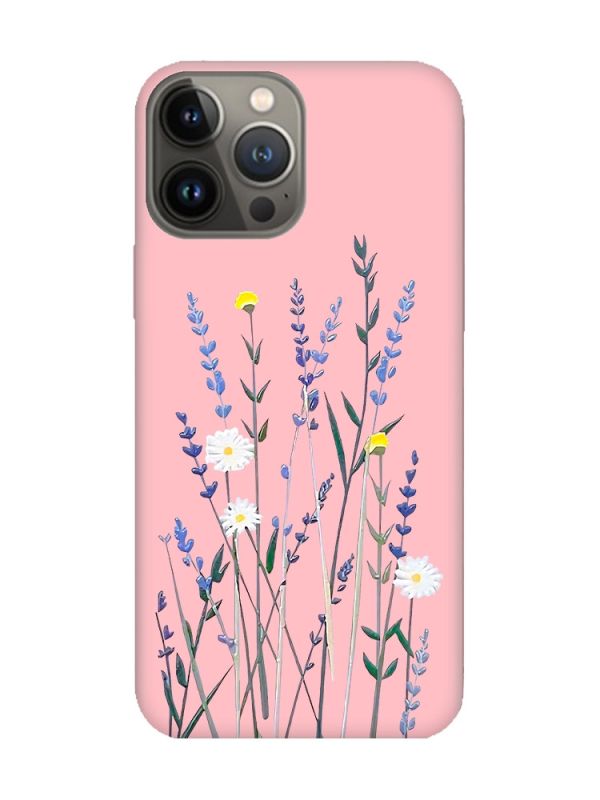 Матовий рожевий чохол на Apple iPhone 13 Pro :: Польові квіти (принт 270)