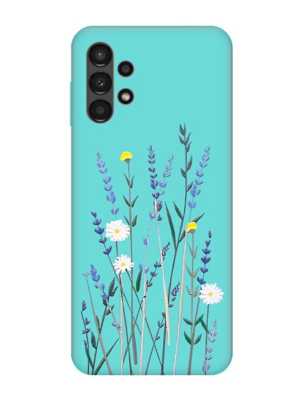 Матовий бірюзовий чохол на Samsung Galaxy A13 4G :: Польові квіти (принт 270)