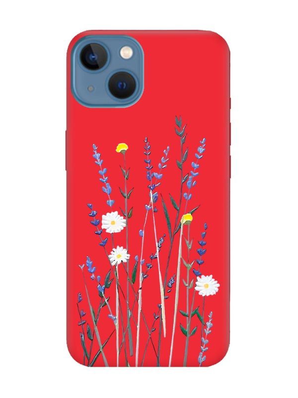 Матовий червоний чохол на Apple iPhone 13 :: Польові квіти (принт 270)