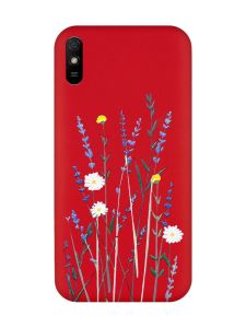 Матовий червоний чохол на Xiaomi Redmi 9A :: Польові квіти (принт 270)