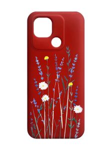 Матовий червоний чохол на Xiaomi Redmi 10C :: Польові квіти (принт 270)
