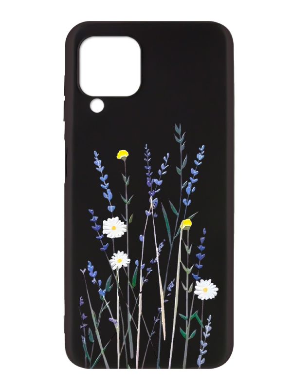 Матовий чорний чохол на Samsung Galaxy A12 :: Польові квіти (принт 270)