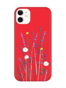 Матовий червоний чохол на Apple iPhone 11 (6.1) :: Польові квіти (принт 270)