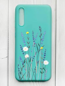Матовий бірюзовий чохол на Samsung Galaxy A50 (2019) A505/A30s :: Польові квіти (принт 270)
