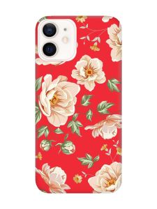 Матовий червоний чохол на Apple iPhone 12 / 12 Pro (6.1) :: Квіти пастельні (принт 277)