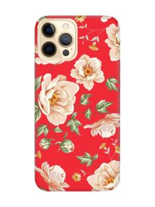 Матовий червоний чохол на Apple iPhone 12 Pro Max :: Квіти пастельні (принт 277)