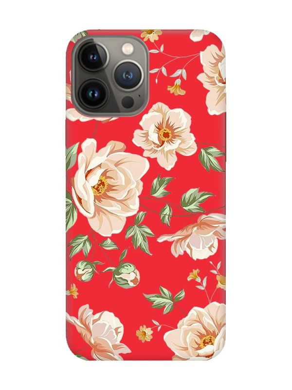 Матовий червоний чохол на Apple iPhone 13 Pro :: Квіти пастельні (принт 277)