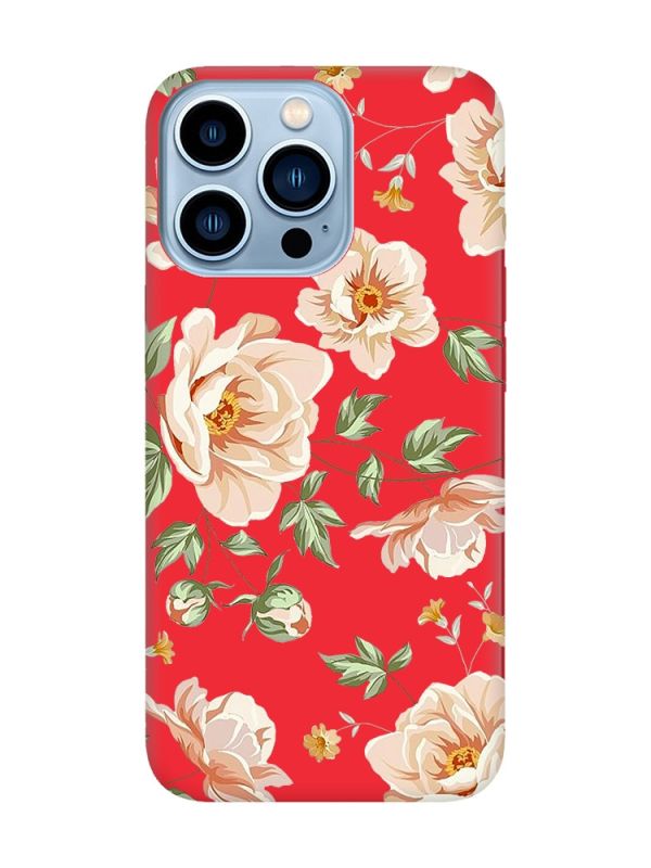 Матовий червоний чохол на Apple iPhone 13 Pro Max :: Квіти пастельні (принт 277)