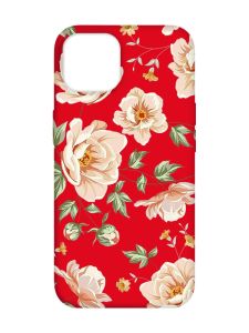 Матовий червоний чохол на Apple iPhone 14 :: Квіти пастельні (принт 277)